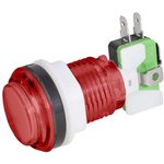 RC-1004-R, Кнопка GMSI , 24 мм, 3 А, 20 мОм, LED-подсветка, 12 В, круглая, цвет красный