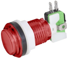 Фото 1/2 RC-1004-R, Кнопка GMSI , 24 мм, 3 А, 20 мОм, LED-подсветка, 12 В, круглая, цвет красный