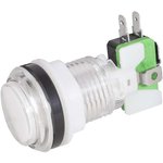 RC-1004-W, Кнопка GMSI , 24 мм, 3 А, 20 мОм, LED-подсветка, 12 В, круглая, цвет белый