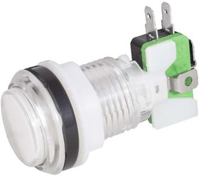 Фото 1/2 RC-1004-W, Кнопка GMSI , 24 мм, 3 А, 20 мОм, LED-подсветка, 12 В, круглая, цвет белый