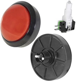 Фото 1/2 RC-1013-R, Кнопка GMSI , 28 мм, 3 А, 20 мОм, LED-подсветка, 12 В, круглая, корпус черный, толкатель красный