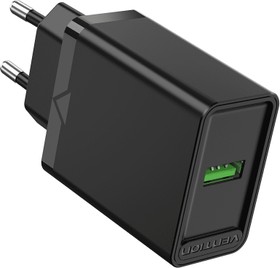 Фото 1/2 Сетевое зарядное устройство Vention на 1 порт USB A QC 3.0 2.4A (FABB0-EU), Сетевое зарядное устройство Vention на 1 порт USB A QC 3.0 2.4A