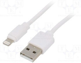 CC-USB2-AMLM-W-1M, Кабель; USB 2.0; вилка Apple Lightning,вилка USB A; 1м; белый
