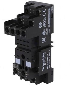 Фото 1/2 RXZE2M114, Колодка для установки реле, номинальное напряжение 250 В, ток 10 А, втычные контакты для реле, винтовые клеммы для подключения вн