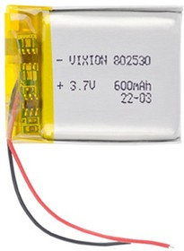Фото 1/2 Аккумулятор универсальный Vixion 8x25x30 мм 3.8V 600mAh Li-Pol (2 pin)