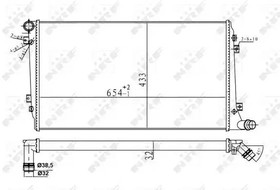 Фото 1/2 53814A, Радиатор охлаждения VW CADDY III 04-10, EOS 06-08, GOLF PLUS 05-11, GOLF V 03-09, JETTA III 05-10, PASSAT 05-09, TOURAN 03-10, AUDI