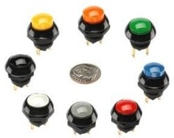Фото 1/2 P9-611121W, Pushbutton Switches 5A Red Raised Dome N.O. Solder IP69K