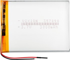 Фото 1/2 Аккумулятор универсальный Vixion 3.5x70x90 мм 3.8V 2500mAh Li-Pol (2 Pin)