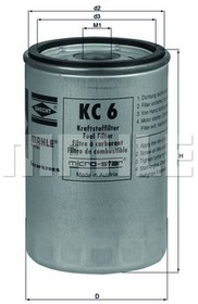KC6, KC6_фильтр топливный!H118 d76 / M16x1.5\Omn Iveco 150E../175E../179E 180E /190E /240E.., MAN G10.136