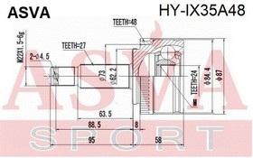 Фото 1/4 ШРУС наружный HYUNDAI IX 35 4WD AT/MT 2,0 ASVA HY-IX35A48