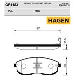 GP1183, Колодки торм.пер. HAGEN, NISSAN CEFIRO (A33)(01~02) MAXIMA (A33)(01~02) ...