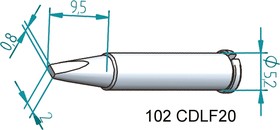 102CDLF20, Soldering Tip 102 Chisel 30.5mm 2mm