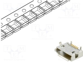 0475901001, Гнездо; USB AB micro; на PCB; SMT; PIN: 5; горизонтальный; позолота