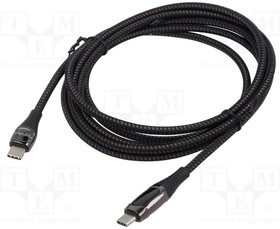 CU0185, Cable; USB 2.0; USB C plug,both sides; 2m; black; 480Mbps; 240W; 5A