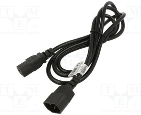 AK-UP-06, Cable; 3G1mm2; IEC C14 male,IEC C15 female; PVC; 1.8m; black; 10A