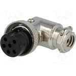 MIC356, Вилка, микрофонный, "мама", PIN 6, на провод, угловой 90°