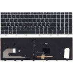 Клавиатура для ноутбука HP EliteBook 850 G5 755 G5 черная с серой рамкой ...