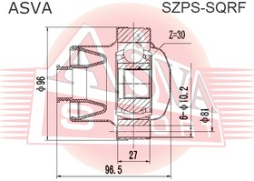 Фото 1/2 ШРУС кардана заднего передний 30x96 SUZUKI GRAND VITARA 1998-2006 ASVA SZPS-SQRF