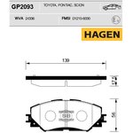 gp2093, Колодки торм.дисковые HAGEN TOYOTA TOYOTA COROLLA 2006- (D1210)