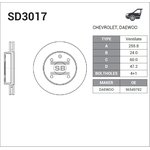 Диск тормозной передний CHEVROLET Lacetti 04- SANGSIN BRAKE SD3017
