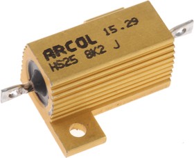 Фото 1/2 8.2kΩ 25W Wire Wound Chassis Mount Resistor HS25 8K2 J ±5%