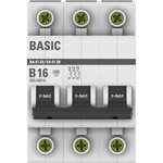 Автоматический выключатель 3P 16А (B) 4,5кА ВА 47-29 Basic mcb4729-3-16-B