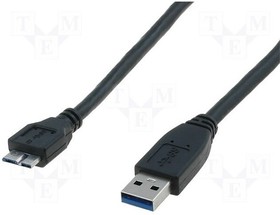 AK-300117-005-S, Cable; USB 3.0; USB A plug,USB B micro plug; nickel plated; 0.5m