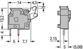255-746, Модульная клемма на плату, шаг 5-5,08 мм, оранжевая
