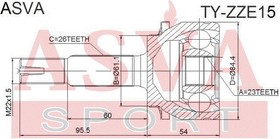 Фото 1/6 ШРУС наружный 23X61X26 TOYOTA COROLLA ZZE150 2006- ASVA TY-ZZE15