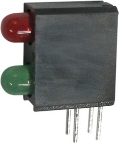 L-710A8MD/1I1GD, Green & Red Right Angle PCB LED Indicator, 2 LEDs, Through Hole 2.5 V