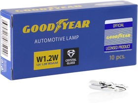 GY015201, Лампа накаливания автомобильная Goodyear W1.2W 12V 1.2W W2x4.6d (коробка: 10шт.)