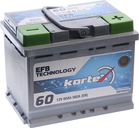 6СТ60(0) SMF560500, Аккумулятор KORTEX EFB 60А/ч обратная полярность