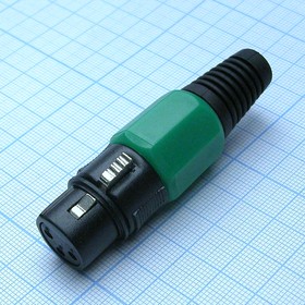 CANNON 81G 3F, Аудио разъём XLR - розетка кабельная, 3 контакта, цвет - зелёный