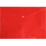 Конверт на кнопке Бюрократ DeLuxe DL801RED/1 A4 пластик 0.18мм красный