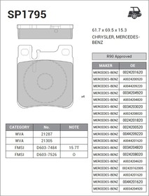 Фото 1/2 SP1795, SP1795_колодки дисковые задние! \ MB W140 91 /W202 94 /W210 97 /W220 2.8/3.2 98