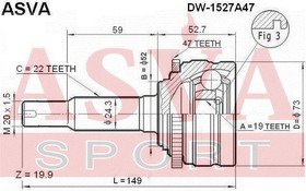Фото 1/2 DW-152A47, ШРУС наружный 19x52x22