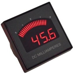 DMR35-DCMA2-DC1-R, Digital Panel Meters Switch-Selectable 15/20/25/50 mADC measure ranges, DC powered, Red Display