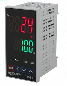 Температурный контроллер, 2 дисплея, 4 разряда, 48х96х62 мм, 2 аварийных выхода, 110-220VAC, выход: реле + твердотельное реле