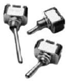2FB53-73, Toggle Switches 1-pole, ON - None - ON, 10A/15A 250VAC/125VAC 3/4 HP, Non-Illuminated Bat Style Toggle Switch with Solder Lug