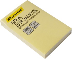 Фото 1/3 Блок самоклеящийся бумажный Silwerhof 682155-05 51x76мм 100лист. 75г/м2 пастель желтый