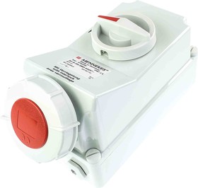 5691A, Switchable IP67 Industrial Interlock Socket 3P+E, Earthing Position 6h, 125A, 400 V