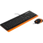 Клавиатура + мышь A4Tech Fstyler F1010 клав:черный/оранжевый ...