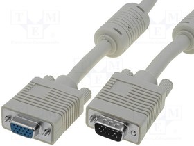 AK-310203-018-E, Cable; D-Sub 15pin HD socket,D-Sub 15pin HD plug; grey; 1.8m