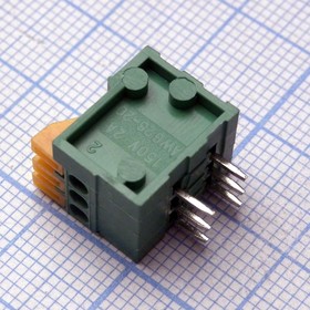 DG141R-2.54- 03P-14-00A(H), Нажимной безвинтовой клеммный блок на 3 контакта. Зажим типа торцевой контакт. Серия DG141R-2.54