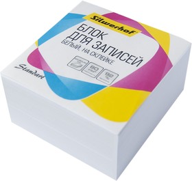 Блок для записей бумажный Silwerhof Стандарт, 701040, 90х90х45, белый, на склейке