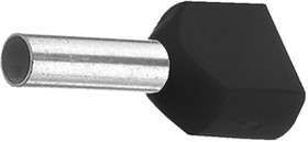 460714D, Twin Entry Ferrule 6mm² Black 26mm Pack of 100 pieces