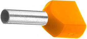 460108D, Twin Entry Ferrule 0.5mm² Orange 15mm Pack of 100 pieces