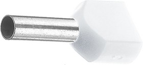 460208D, Twin Entry Ferrule 0.75mm² White 16mm Pack of 100 pieces