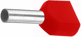 460408D, Twin Entry Ferrule 1.5mm² Red 16mm Pack of 100 pieces