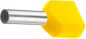 490714D, Twin Entry Ferrule 6mm² Yellow 26mm Pack of 100 pieces